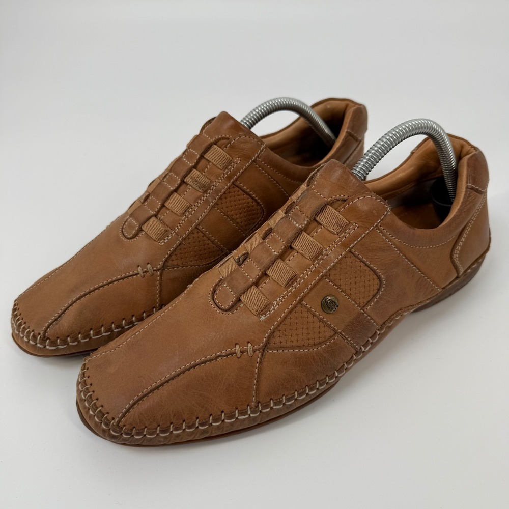 Hush Puppies Mens Tan‎ Leather Slip On Driving Moccasin Loafer Shoes Size 8